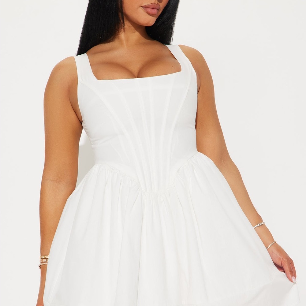White Sleeveless short corset Dress